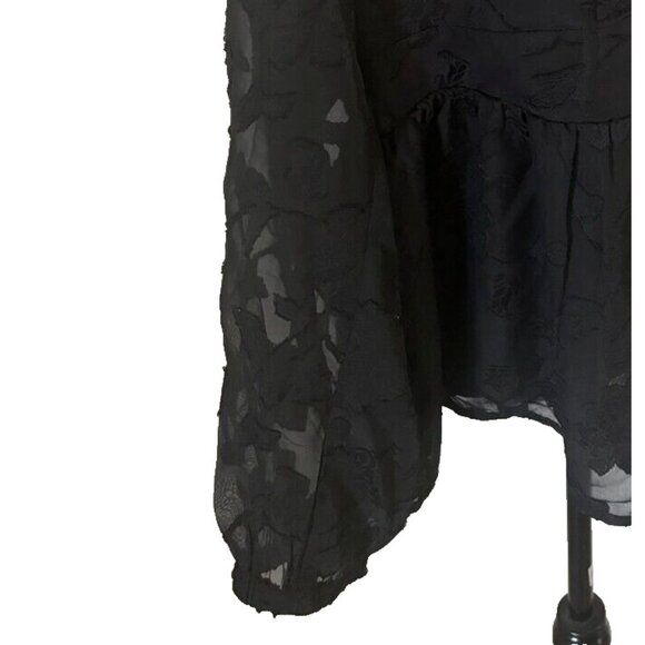 TORRID Peplum Chiffon Clip Floral Blouson Sleeve Top Size 1X 14-16 Black NWT - Picture 6 of 10